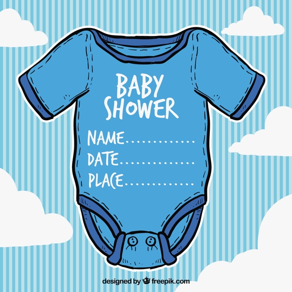 蓝调的婴儿沐浴卡模板