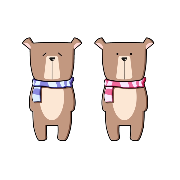 呆萌可爱动画小熊动物卡通设计元素