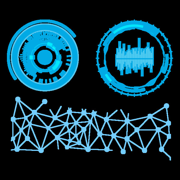 手绘蓝色科技元素