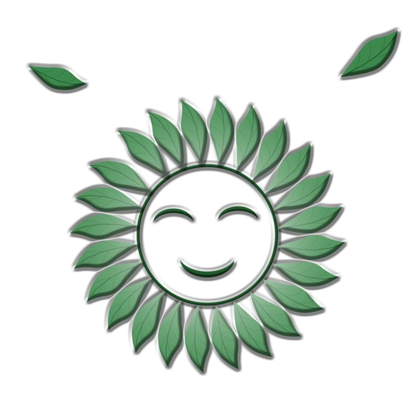 绿色树叶笑脸图案设计