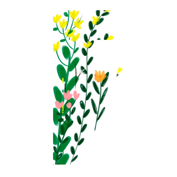手绘水彩花卉卡通透明素材