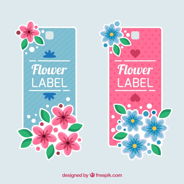 梦幻般的花卉边框标签平面设计素材