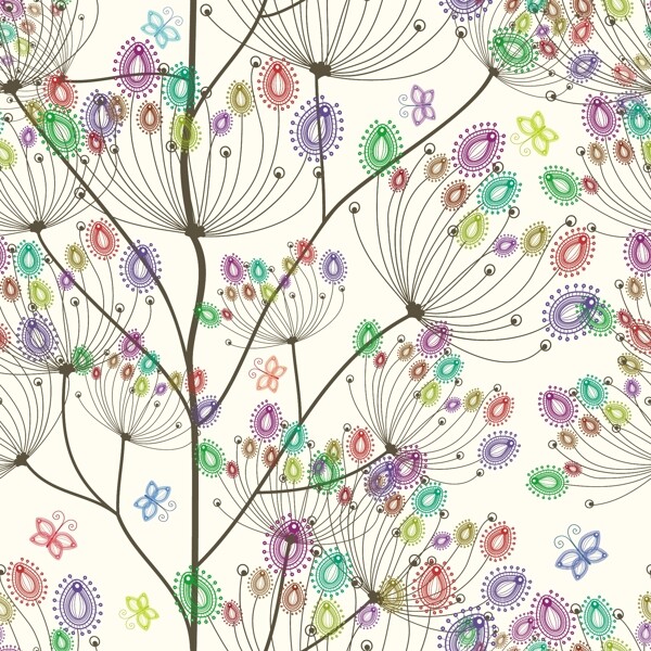 矢量手绘植物花朵图片背景