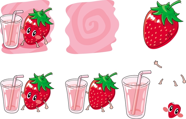 手绘草莓表情草莓图片