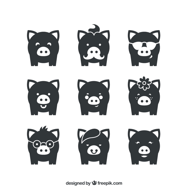 9款黑色小猪图标
