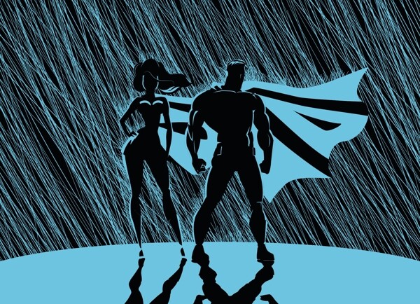 在雨中的超人ai矢量背景