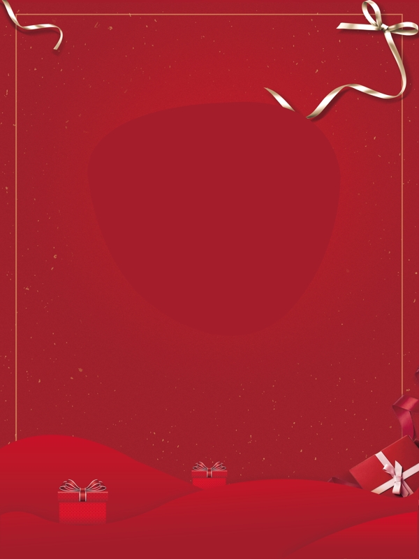 红色简约感恩节礼物丝带背景设计