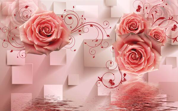 3D玫瑰花底图