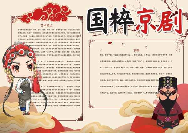 中国风国粹京剧传统文化小报