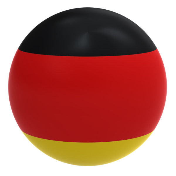 德国国旗在球白色隔离