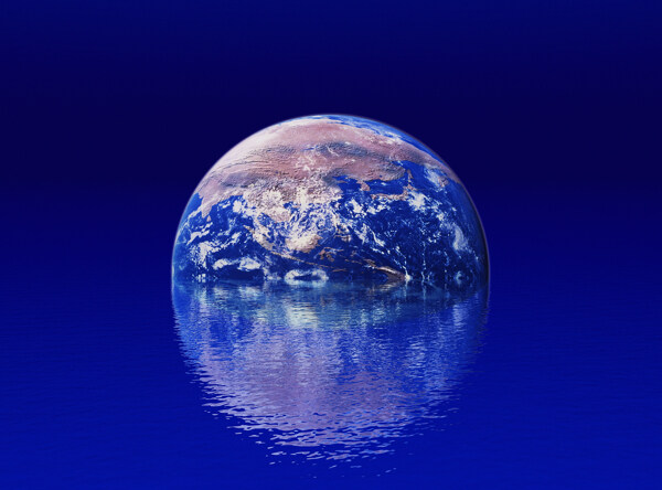 蓝色水中地球商务科技背景图片