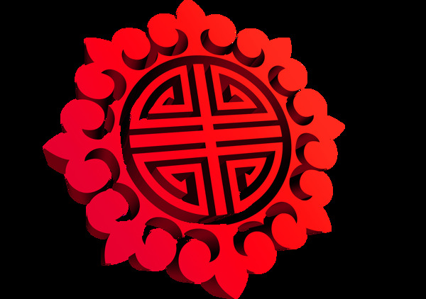 红色立体圆形装饰元素
