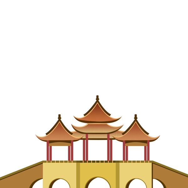 五亭莲花桥手绘建筑设计
