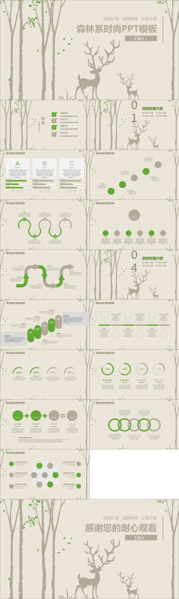 森林系时尚PPT模板