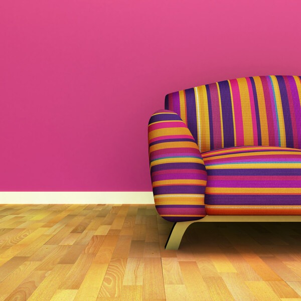 地板上的彩色沙发图片