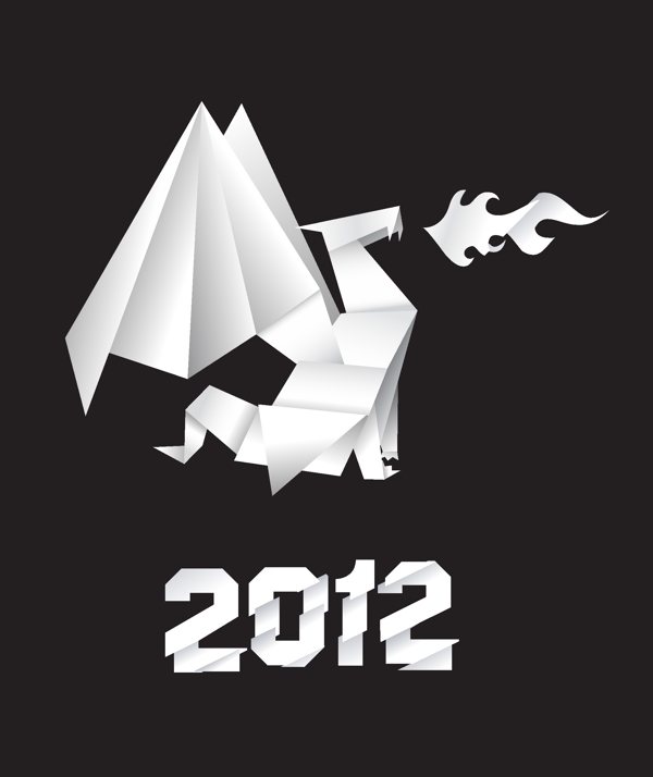 2012龙年艺术折纸矢量图AI