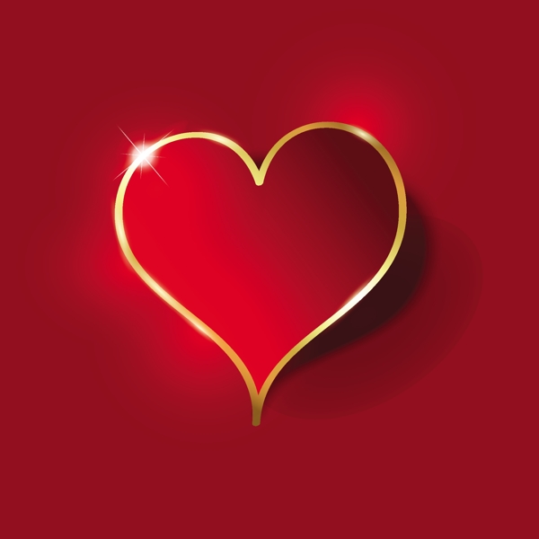 红色的心有金色的边框背景
