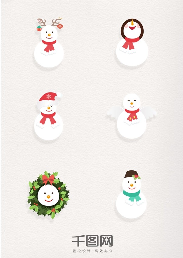 圣诞风格可爱雪人元素图标