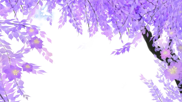 紫色花朵手绘边框