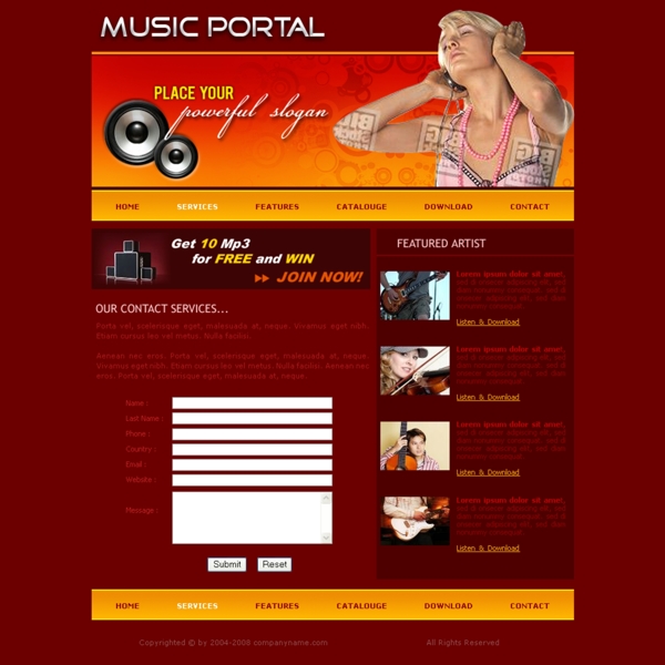 音乐网站模板