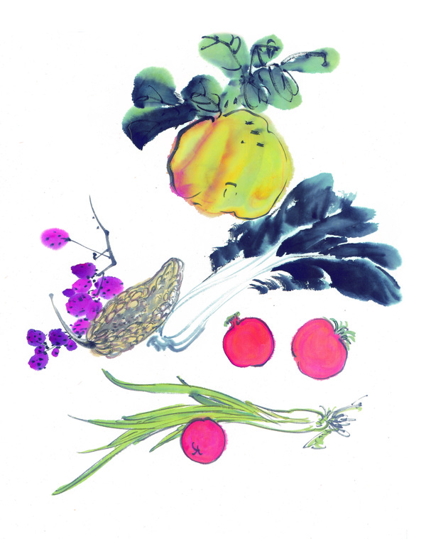 蔬菜水果插画背景图片