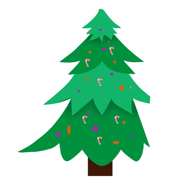 手绘冬季树木圣诞树插画元素