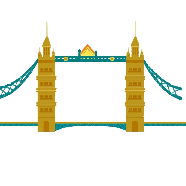 黄色的伦敦桥手绘插画