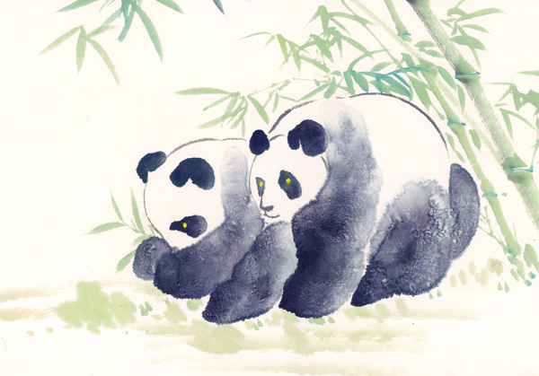水墨竹子熊猫图片