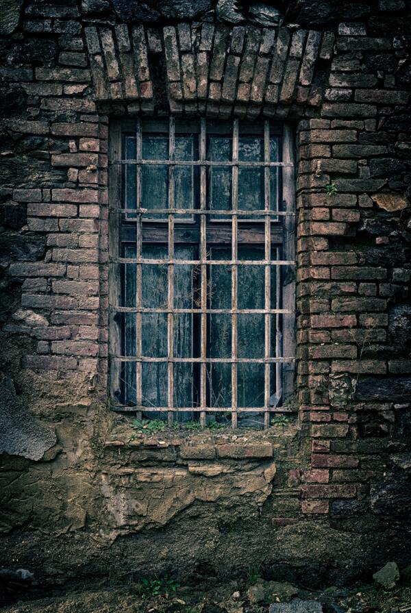 墙壁窗户古董复古砖墙背景素材