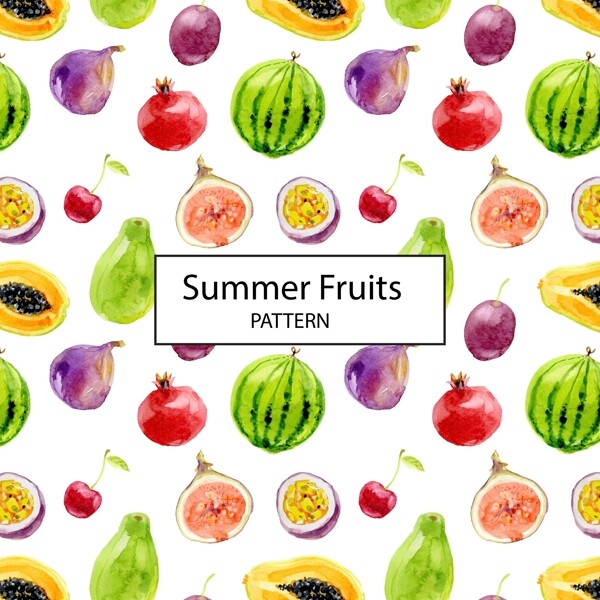 水彩夏日水果的图案