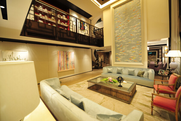 中式客厅长方形茶几装修效果图