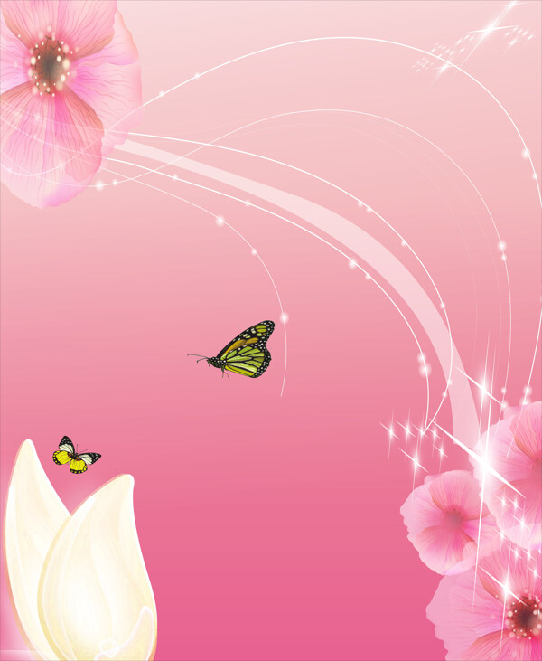 蝴蝶与花室内移门创意画