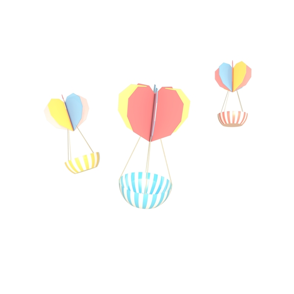 C4D立体情人节爱心氢气球海报装饰