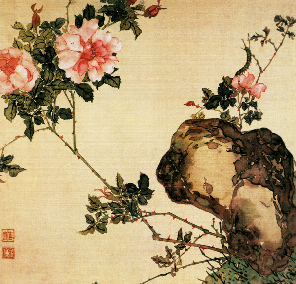 花卉昆虫图a花鸟画中国古画0589