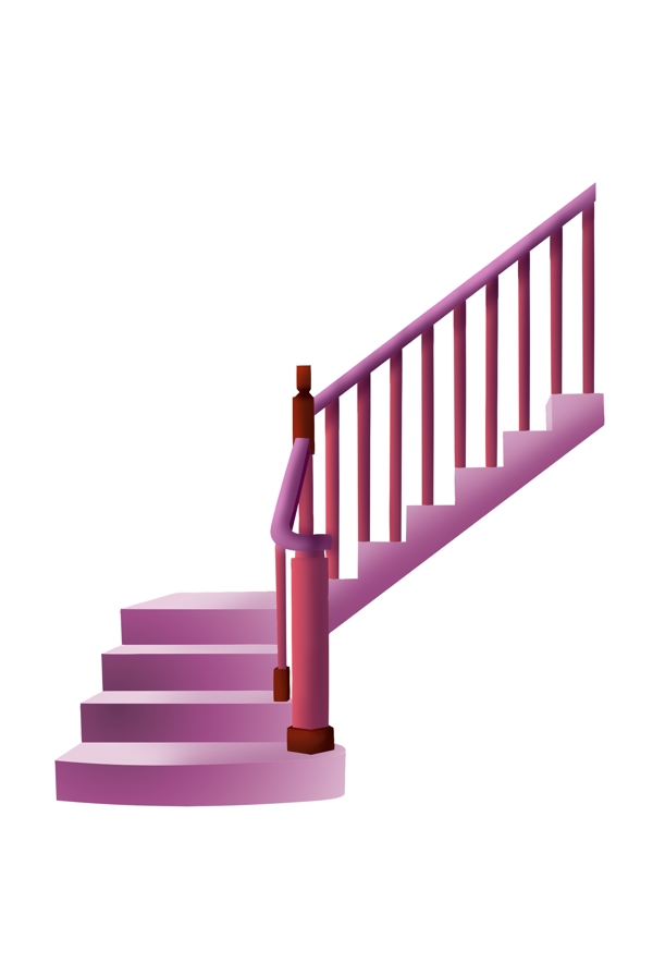 紫色立体楼梯插画