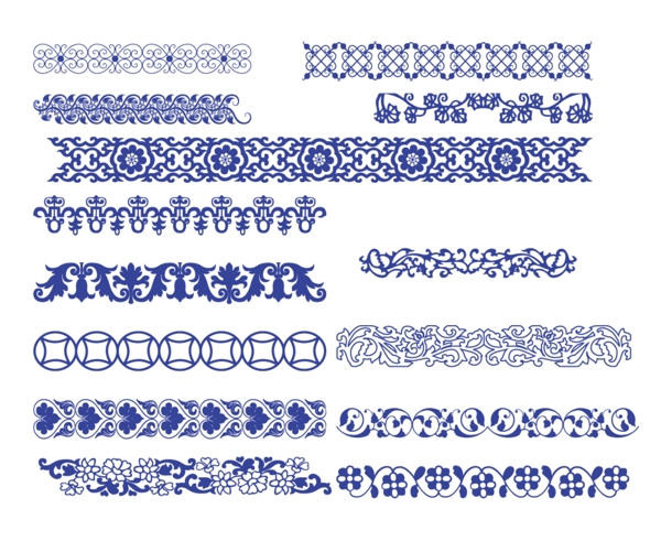 青花风格边框PSD图片