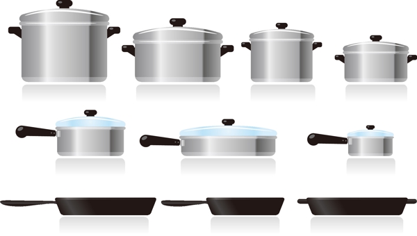 崭新金属平底锅展示矢量图