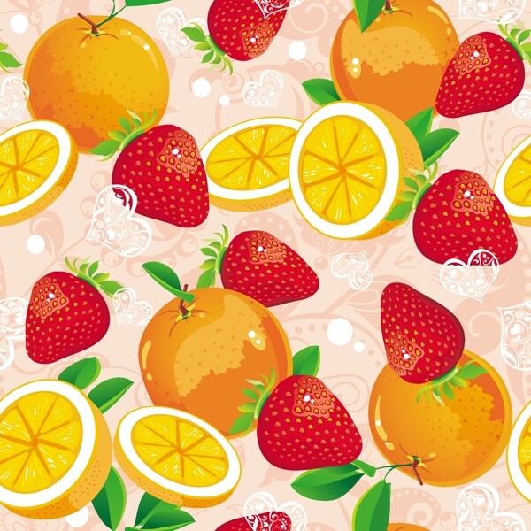 美味的草莓橙子矢量素材插画