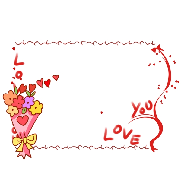 鲜花爱情边框插画