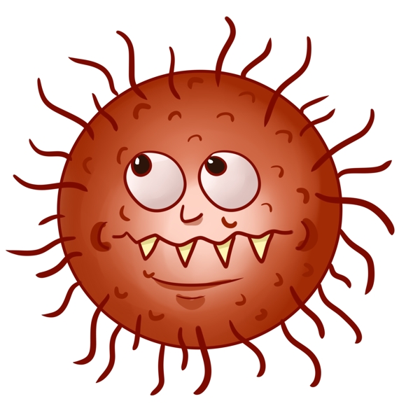 红色毛球细菌插画