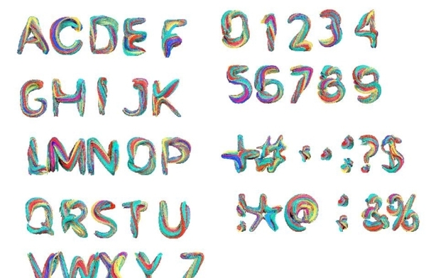 数字字母符号油漆渐变线条立体色