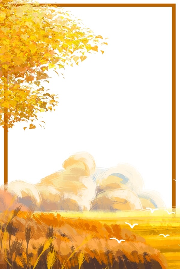 秋季秋叶主题手绘边框