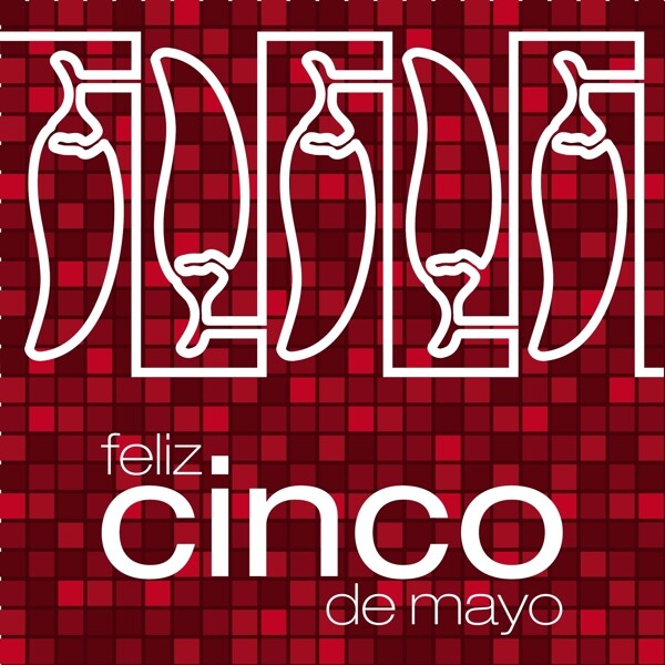 FelizCincodeMayo幸福5月第五镶嵌辣椒卡矢量格式