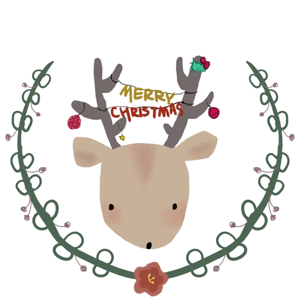 圣诞节插画麋鹿圣诞快乐PNG图片