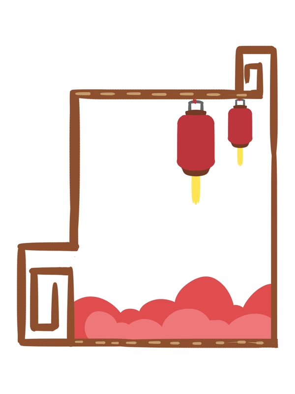 中国风传统灯笼手绘边框
