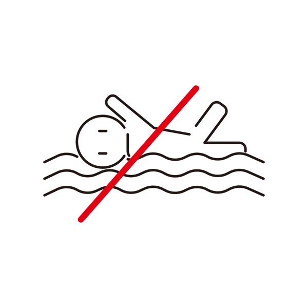 禁止游泳线条公共图标矢量