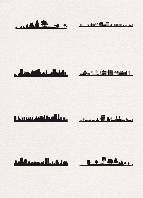 8组城市剪影矢量图