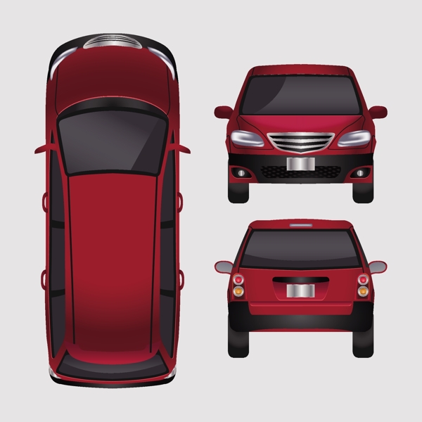红色卡通小轿车元素设计