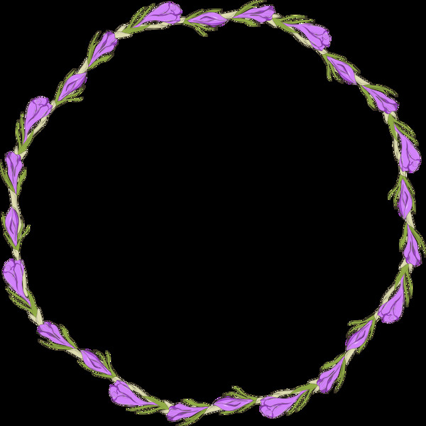 紫色小花朵编织花环透明花朵素材