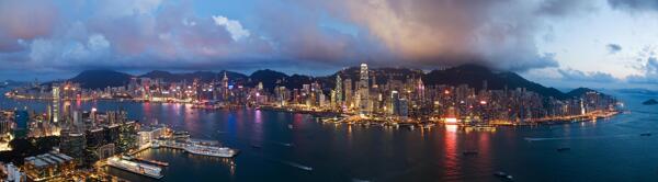 香港维多利亚港黄昏景色图片